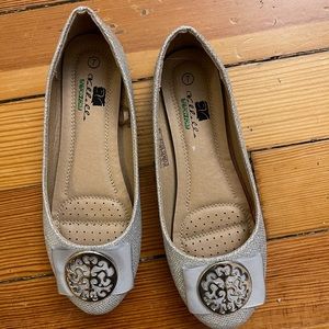 Silver glitter flats